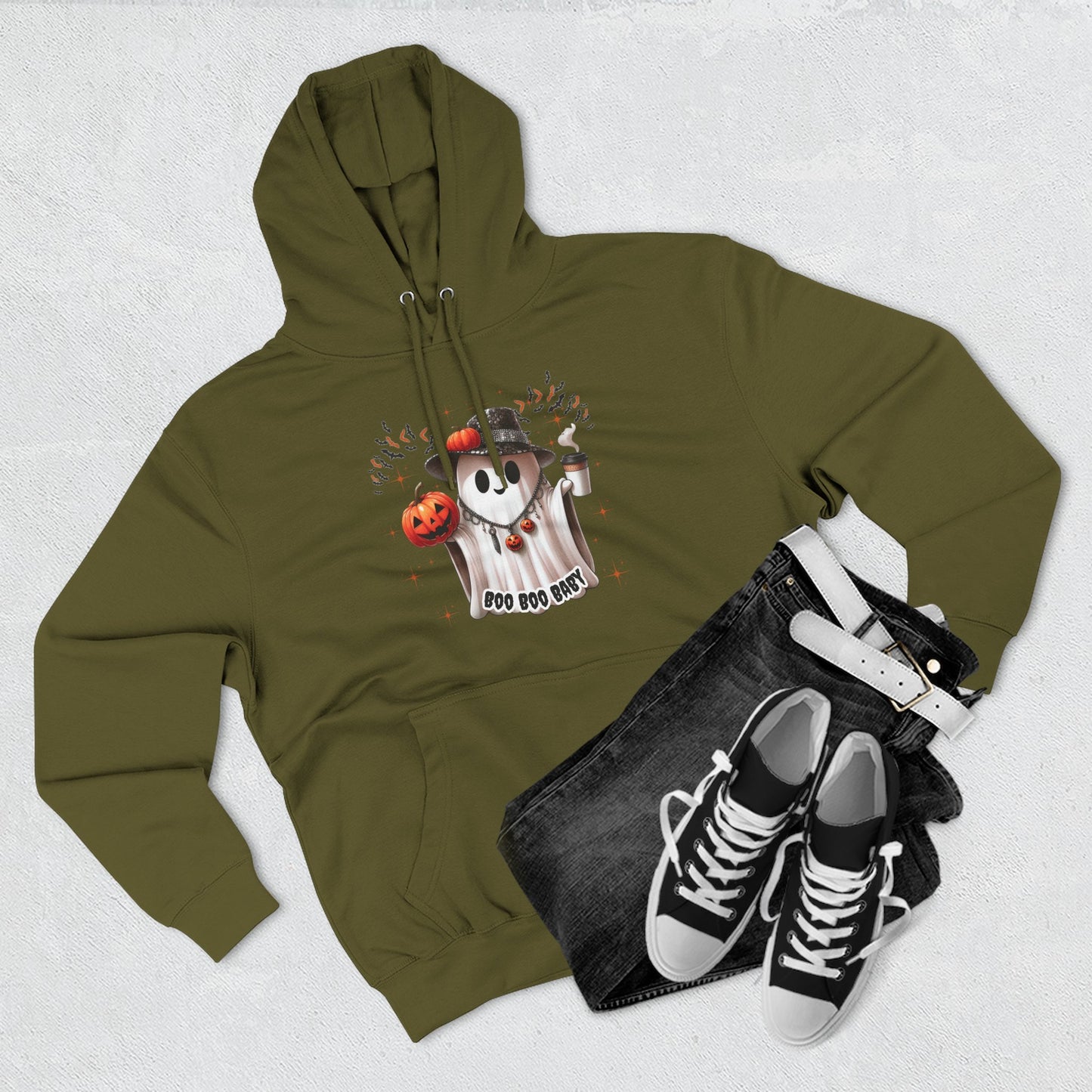 Halloween Ghost Hoodie, Cozy Fleece Sweatshirt for Fall, Pumpkin Design, Spooky Gift, Trick or Treat Apparel
