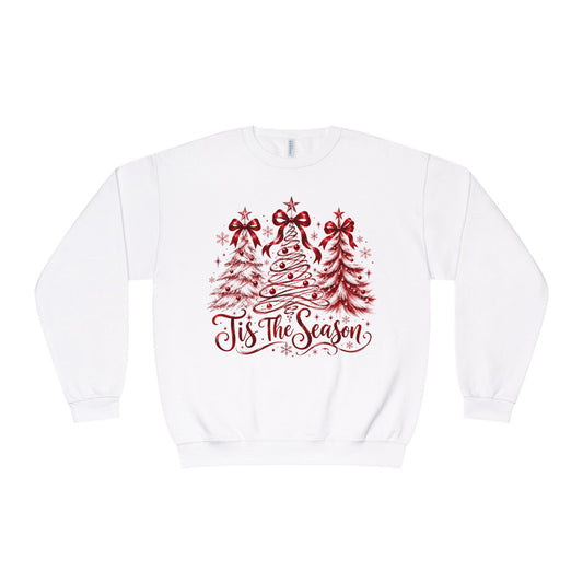 Tis The Season Christmas Tree - Red Trees with Bow - Holiday Sweatshirt