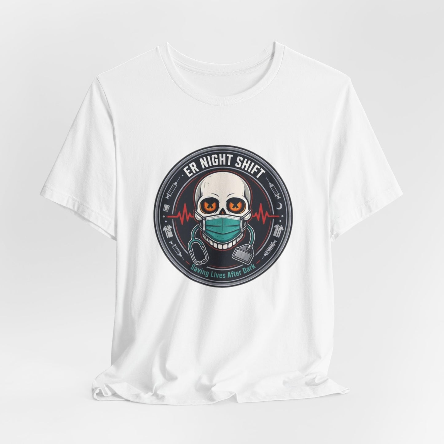 ER Night Shift Halloween T-Shirt – Saving Lives After Dark Skeleton Medical Crewneck – Emergency Room Healthcare Shirt