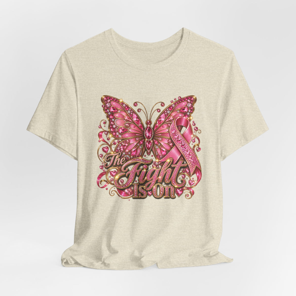 Tee - Breast Cancer Awareness - 'The Fight Is On' Pink Ribbon Butterfly Shirt