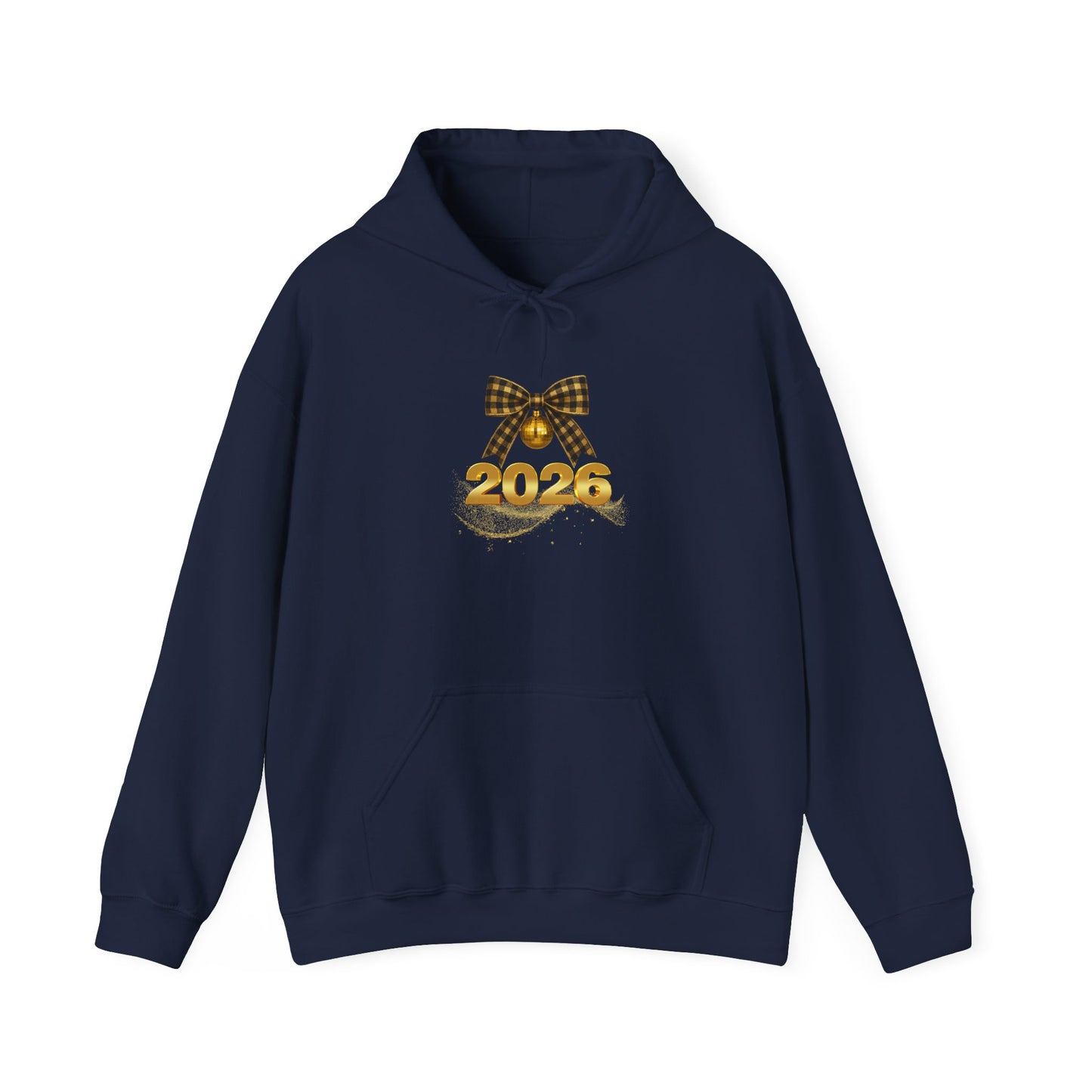 2026 New Year Hoodie — Gold Plaid Bow 2026 Sweatshirt