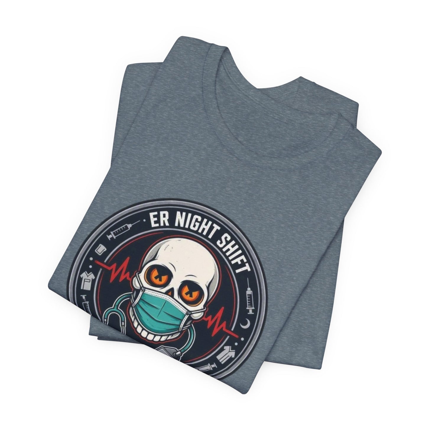 ER Night Shift Halloween T-Shirt – Saving Lives After Dark Skeleton Medical Crewneck – Emergency Room Healthcare Shirt