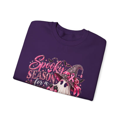 Spooky Season for a Cure Sweatshirt| Breast Cancer Awareness Halloween Ghost Tee | Pink Ribbon Witch Sweatshirt