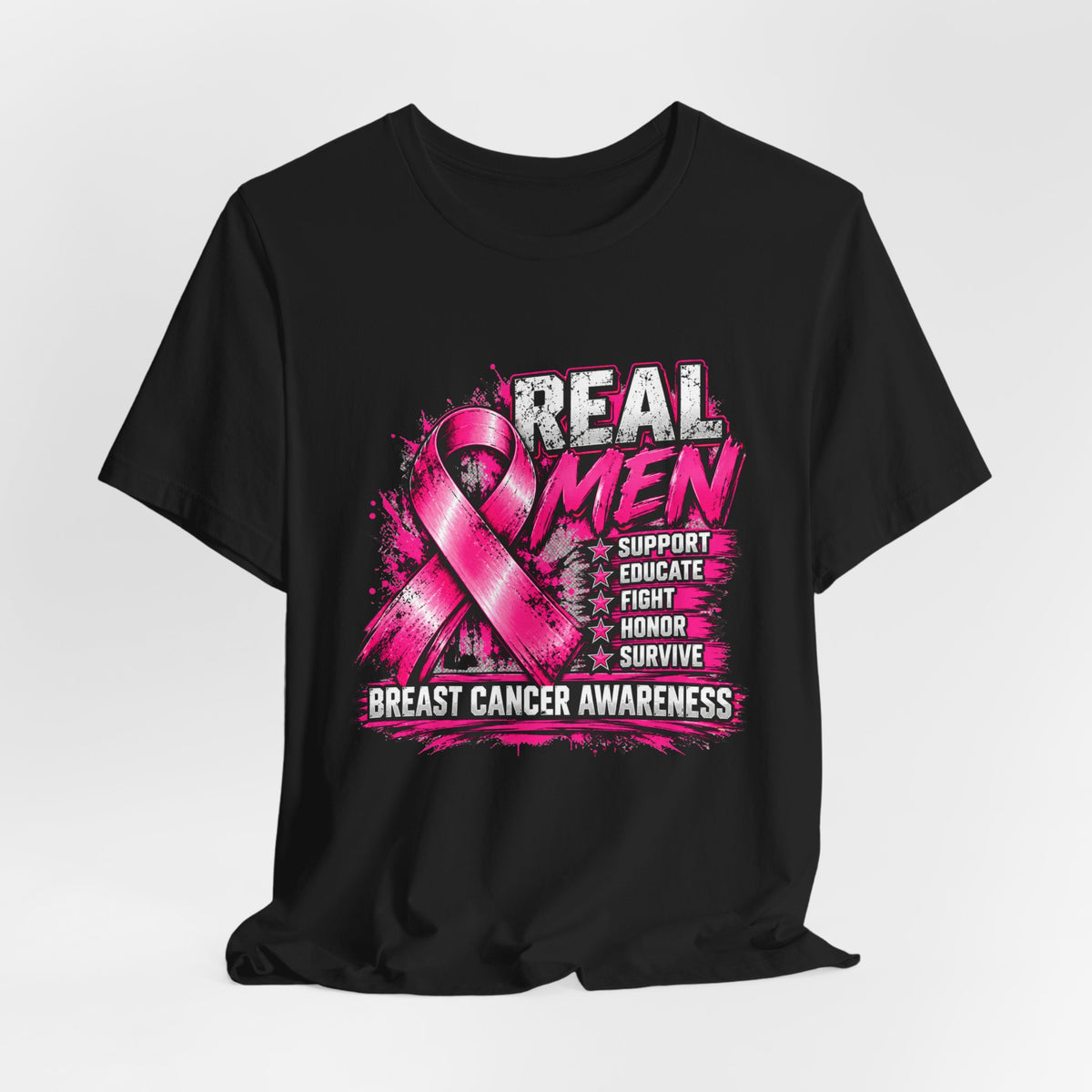 Real Men Support Breast Cancer Awareness Shirt | Men's Pink Ribbon Support Tee