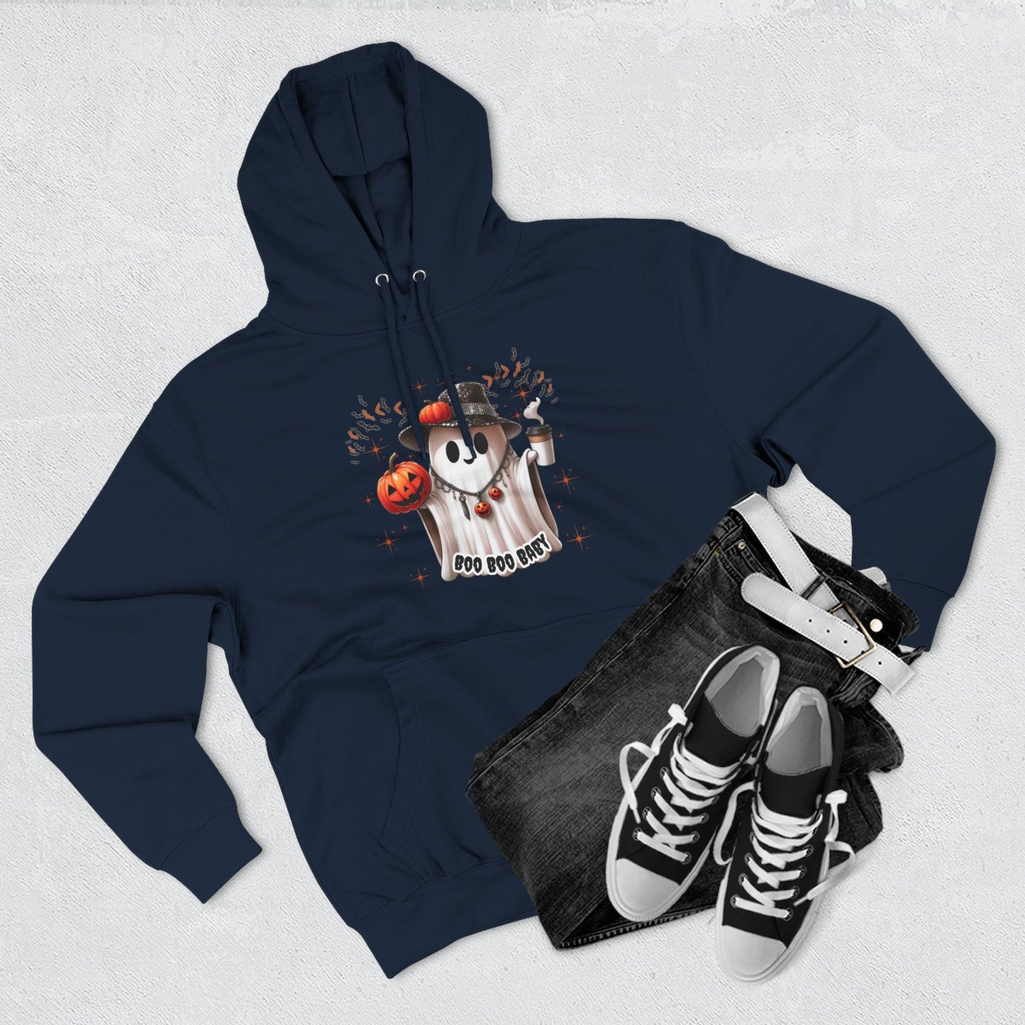 Halloween Ghost Hoodie, Cozy Fleece Sweatshirt for Fall, Pumpkin Design, Spooky Gift, Trick or Treat Apparel