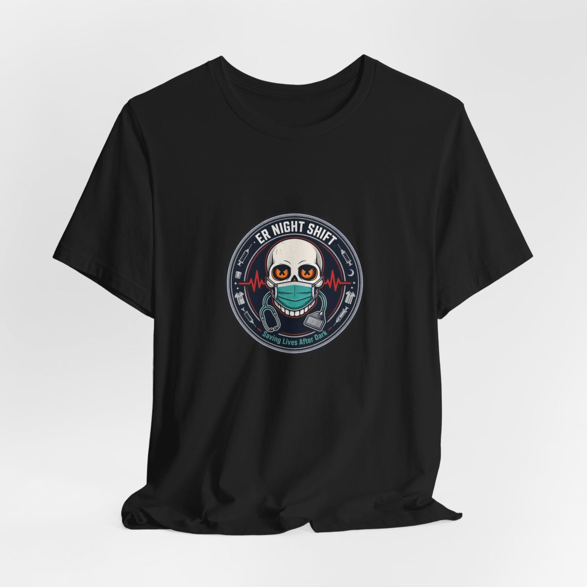 Tee - ER Night Shift Halloween T-Shirt – Saving Lives After Dark Skeleton Medical Crewneck – Emergency Room Healthcare Shirt