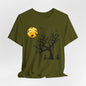 Halloween Spirit Unisex Tee - Cute Fall Graphic Tee, Autumn Clothing, Witch Shirt, Halloween Costume Top, Tree and Moon Shirt
