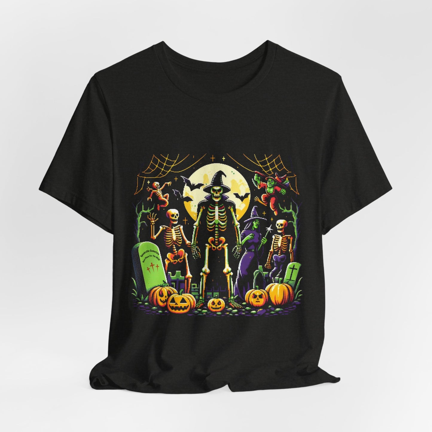Halloween Skeleton Graphic Tee, Spooky Unisex Shirt, Trick-or-Treat Apparel, Fall Festival Outfit, Costume Party Top