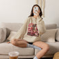 Pink Sweater Weather Shirt – Crochet Knit Fall Graphic Tee, Leopard Print Pumpkin & Coffee Design