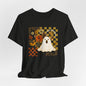 Retro Floral Ghost Halloween Shirt, Spooky Cute Fall Graphic Tee, Unisex Halloween T-Shirt