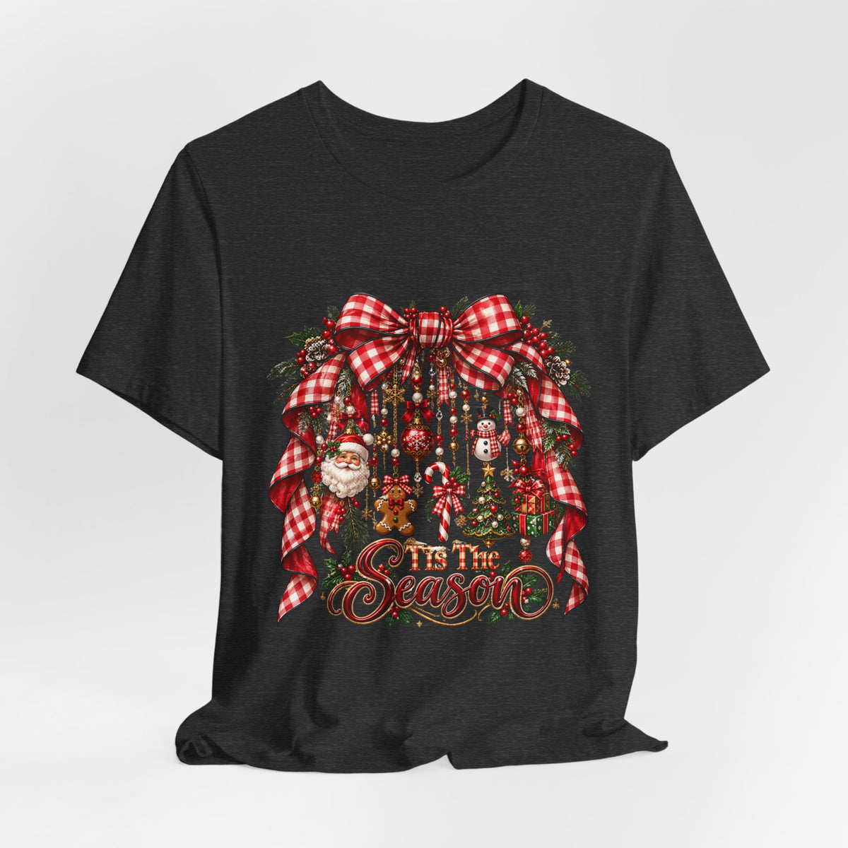 Tis The Season Christmas Bow & Ornament Tee