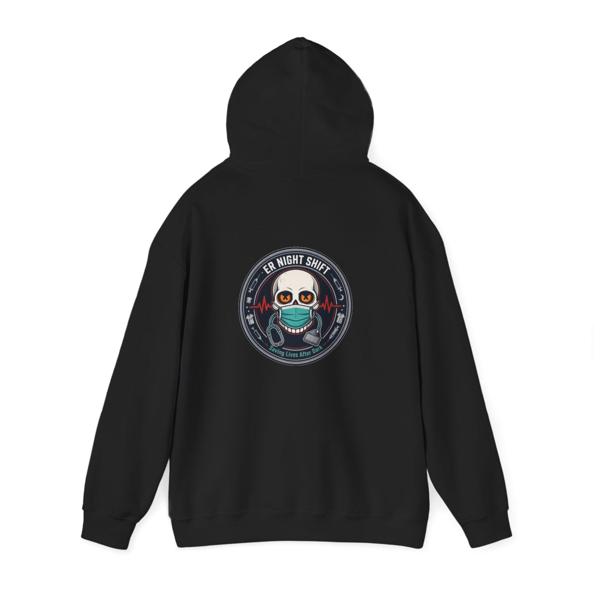 ER Night Shift Halloween Sweatshirt – Saving Lives After Dark Skeleton Medical Crewneck – Emergency Room Healthcare Shirt