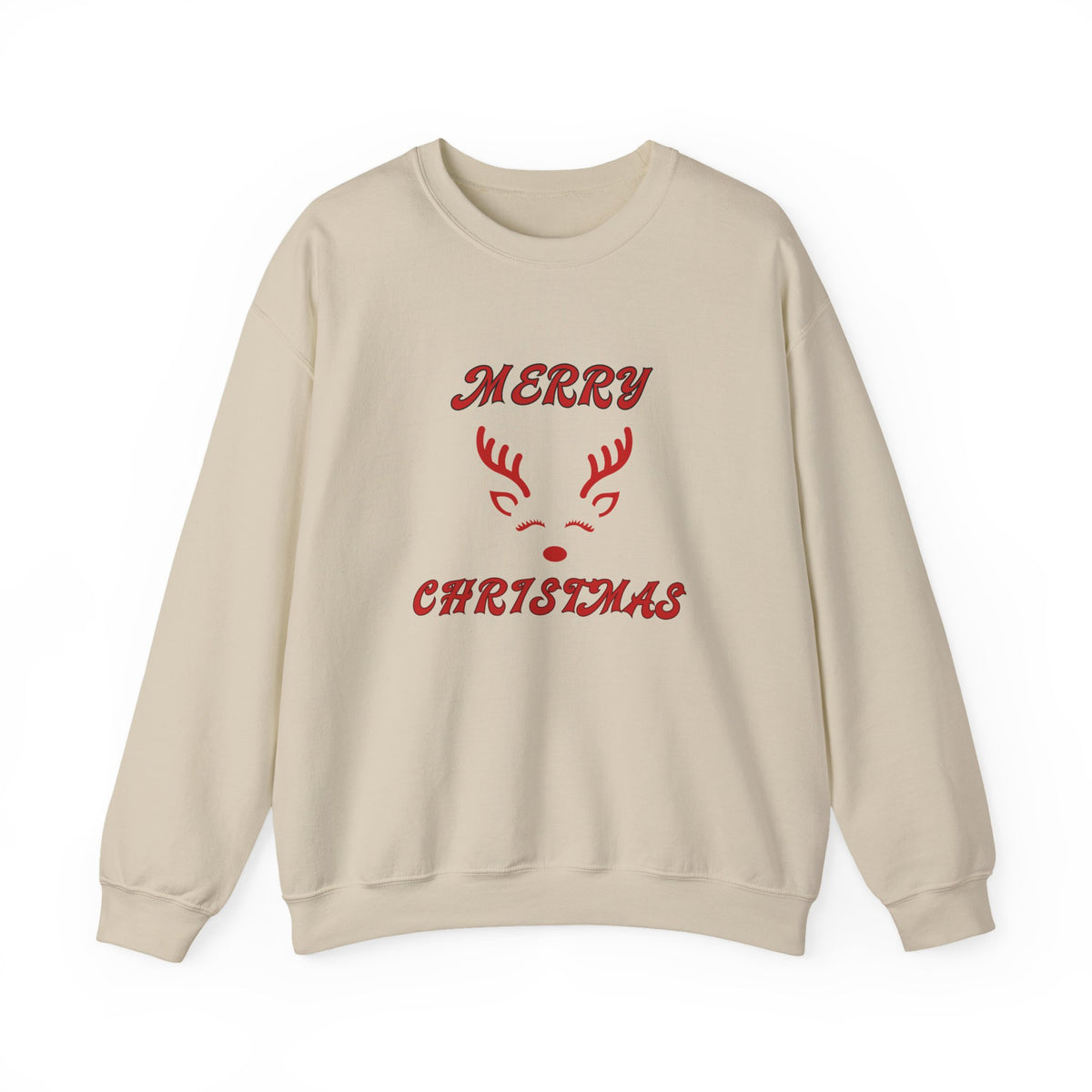 Minimalist Merry Christmas Reindeer Sweatshirt – Simple Red Holiday Crewneck