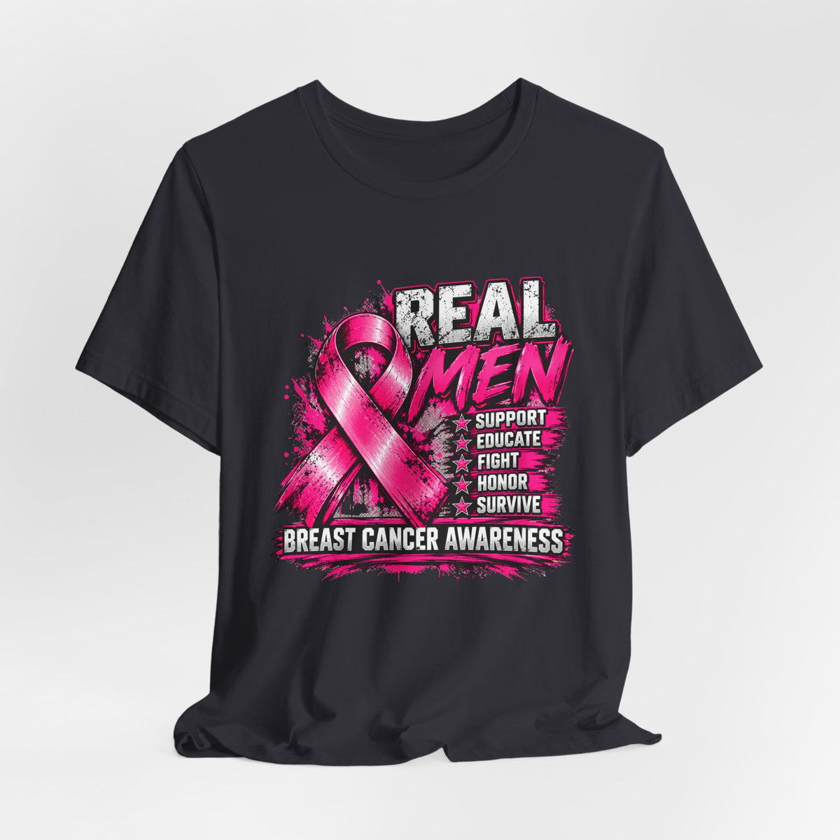 Real Men Support Breast Cancer Awareness Shirt | Men's Pink Ribbon Support Tee