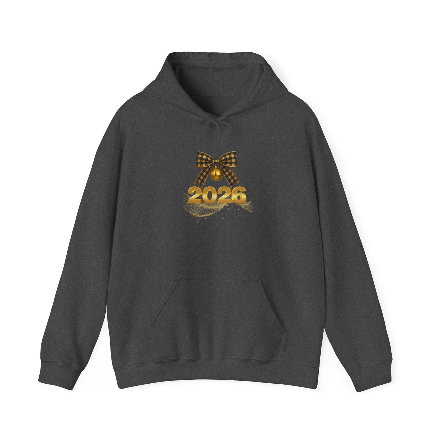 2026 New Year Hoodie — Gold Plaid Bow 2026 Sweatshirt