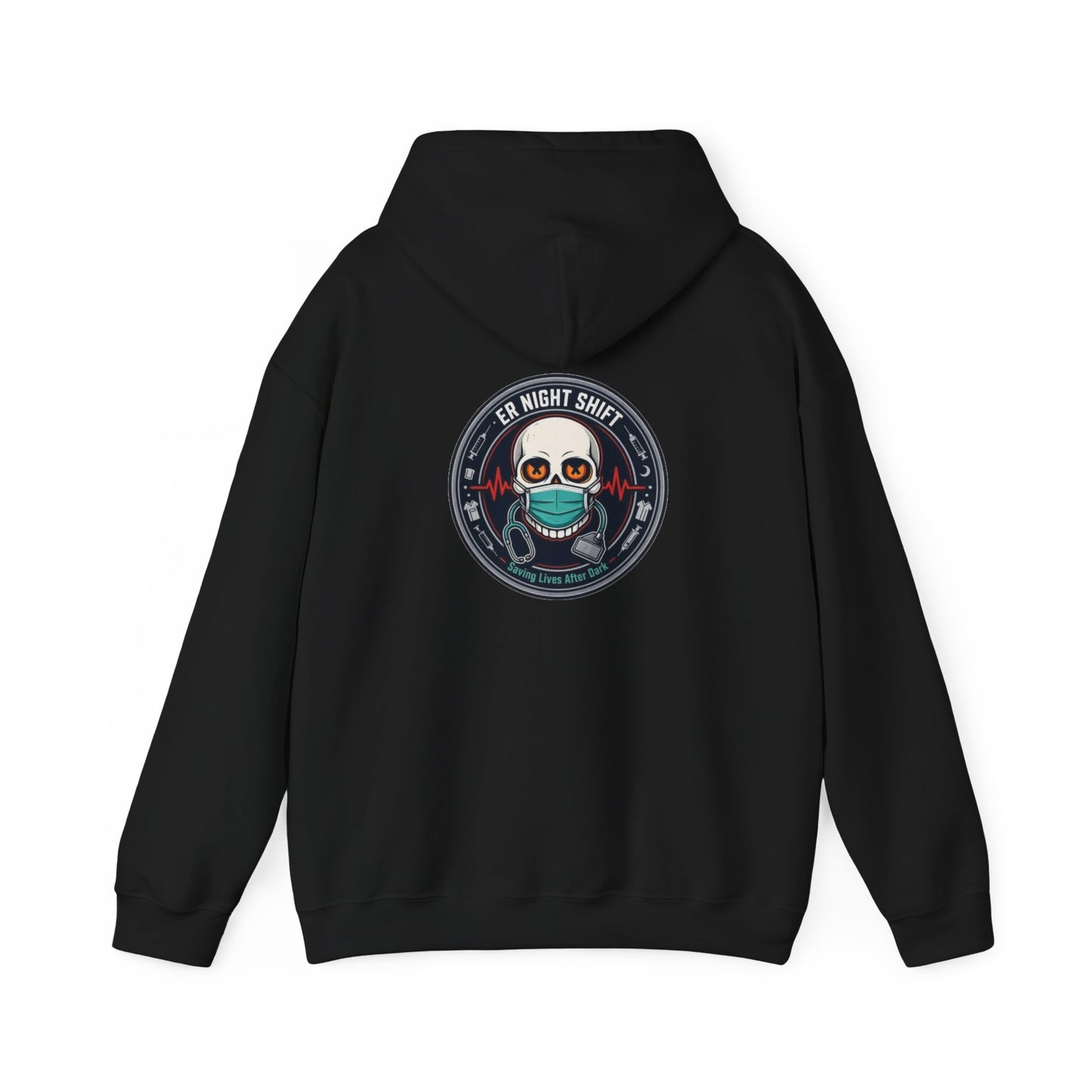 ER Night Shift Halloween Sweatshirt – Saving Lives After Dark Skeleton Medical Crewneck – Emergency Room Healthcare Shirt