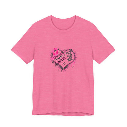 Stronger Than Cancer Breast Cancer Awareness Shirt | Pink Ribbon Heart Tee