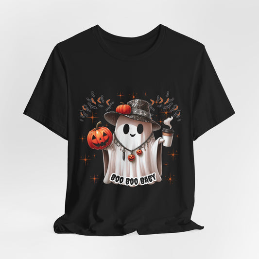 Halloween Ghost Tee, Fun Unisex Short Sleeve Shirt, Boo Boo Party Tee, Festive Autumn Apparel, Trick or Treat Shirt