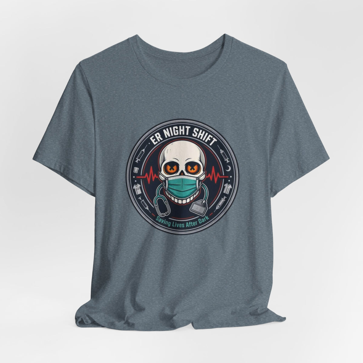 ER Night Shift Halloween T-Shirt – Saving Lives After Dark Skeleton Medical Crewneck – Emergency Room Healthcare Shirt