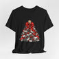 Festive Christmas Tree Sweatshirt – Red Bow & Ornament Holiday Crewneck