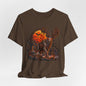Haunted Buck Halloween T-Shirt – Undead Deer Graveyard Horror Tee