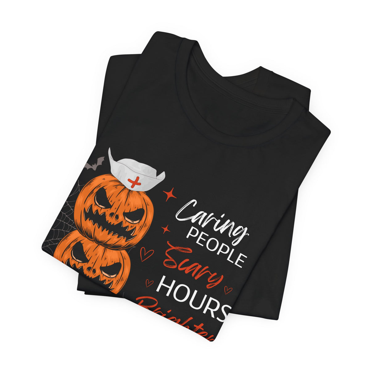 Halloween Healthcare Sweatshirt – Caring People Scary Hours Brighter Tomorrows – Spooky Medical Worker Crewneck