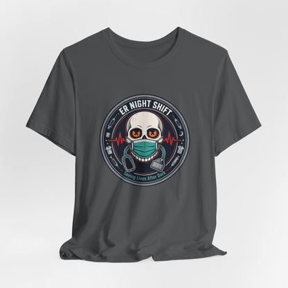 ER Night Shift Halloween T-Shirt – Saving Lives After Dark Skeleton Medical Crewneck – Emergency Room Healthcare Shirt