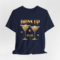 Drink Up Peeps Tee — Gold Glitter Cocktail Party T-Shirt