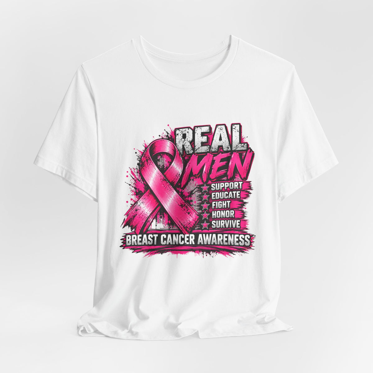 Real Men Support Breast Cancer Awareness Shirt | Men's Pink Ribbon Support Tee