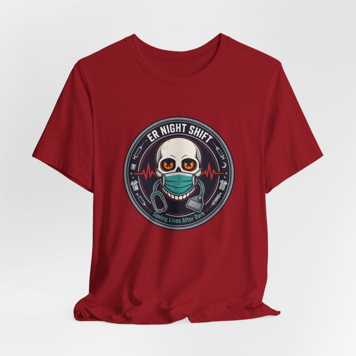 ER Night Shift Halloween T-Shirt – Saving Lives After Dark Skeleton Medical Crewneck – Emergency Room Healthcare Shirt