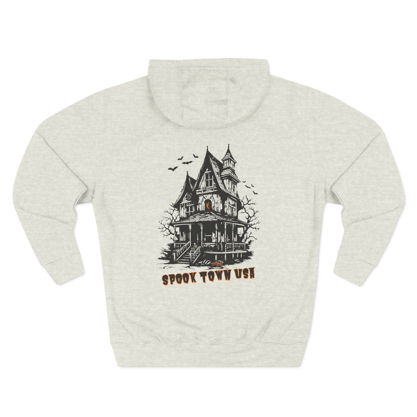 Spook Town USA Halloween Hoodie, Skeleton Back Print Sweatshirt, Spooky Season Graphic Hoodie, Halloween Streetwear