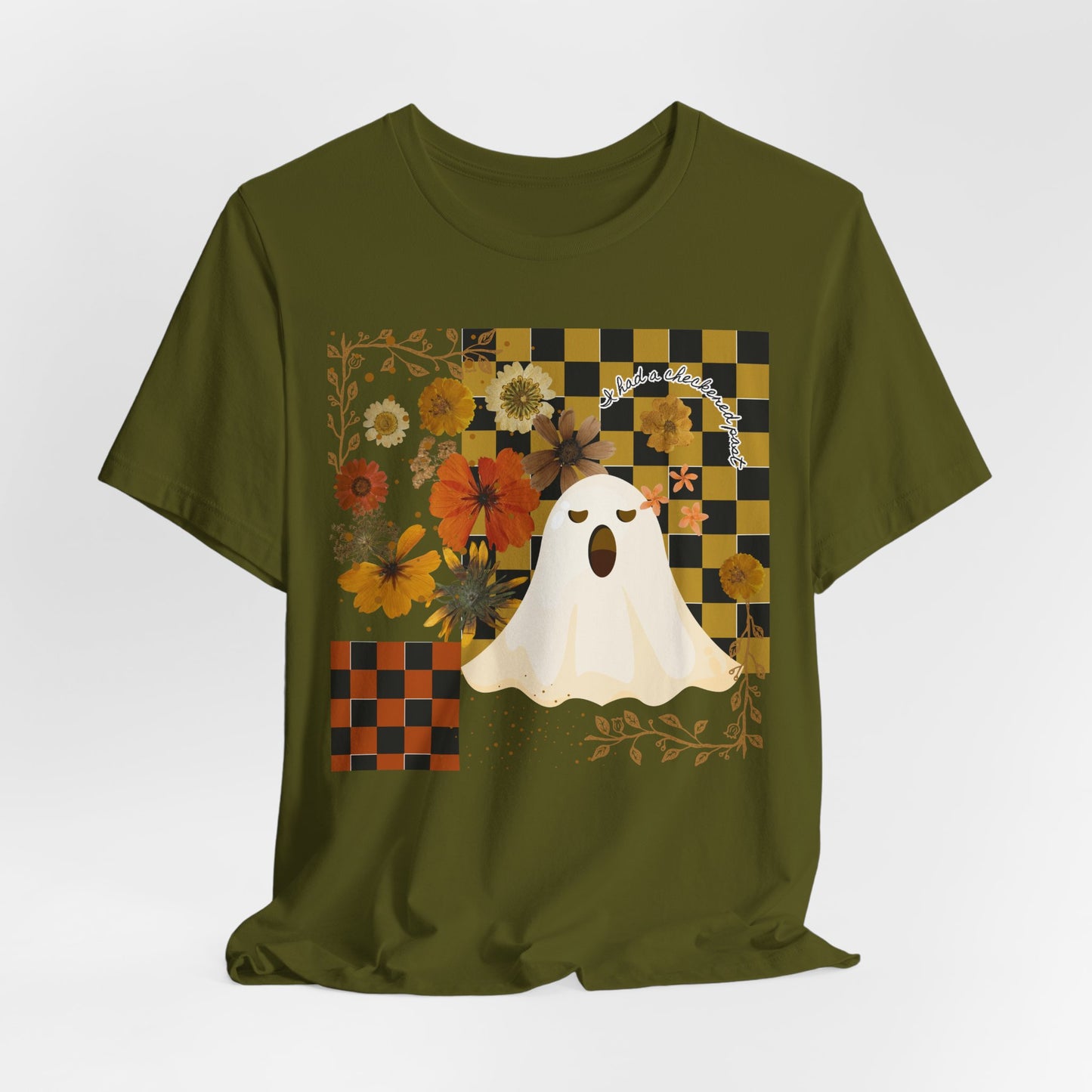Halloween Ghost Floral Tee, Casual Unisex T-Shirt, Cozy Fall Shirt, Halloween Costume Alternative, Boo-Themed Shirt, Autumn Vibes Apparel