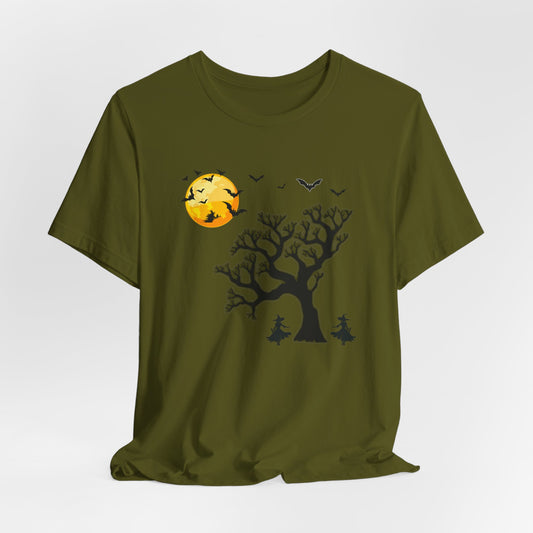 Witch Halloween Shirt, Spooky Tree and Moon Graphic Tee, Witchy Halloween T-Shirt, Dark Fall Spooky Season Tee