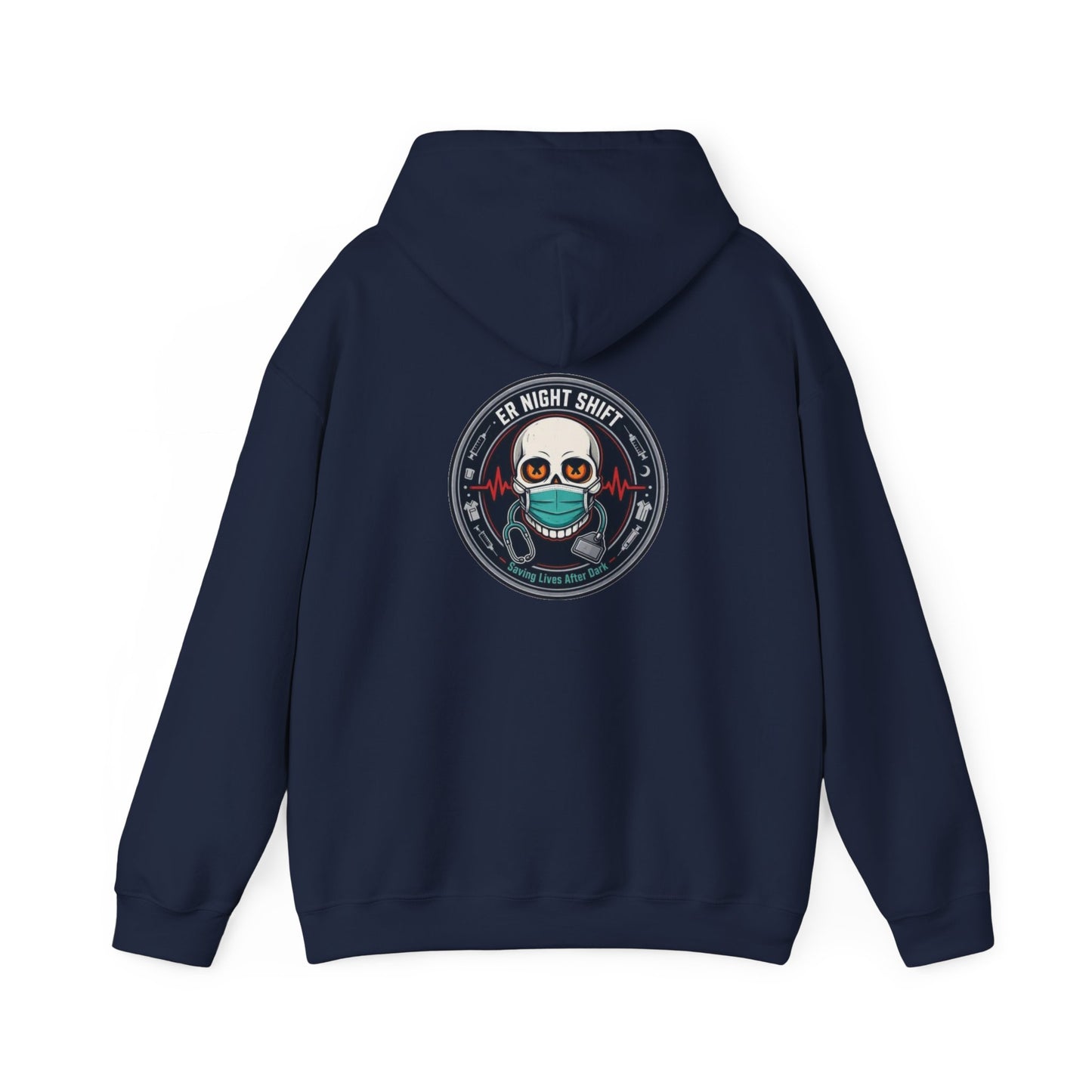ER Night Shift Halloween Sweatshirt – Saving Lives After Dark Skeleton Medical Crewneck – Emergency Room Healthcare Shirt
