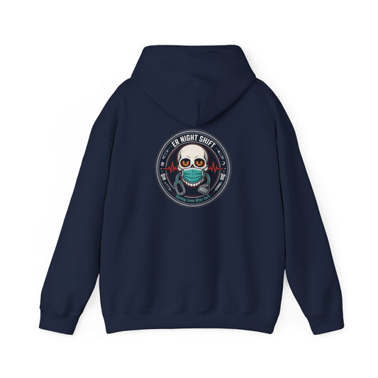 ER Night Shift Halloween Sweatshirt – Saving Lives After Dark Skeleton Medical Crewneck – Emergency Room Healthcare Shirt