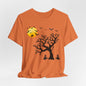 Halloween Spirit Unisex Tee - Cute Fall Graphic Tee, Autumn Clothing, Witch Shirt, Halloween Costume Top, Tree and Moon Shirt